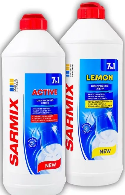 Засоби для миття посуду Sarmix Active / Lemon, 500 мл; 15%; 15–21.10.2026