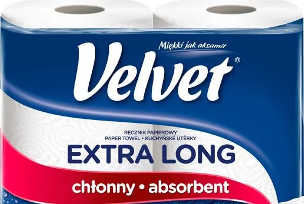 Рушник паперовий Velvet Extra Long 2-шаровий, 2 шт.; 15–21.10.2026
