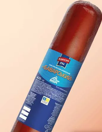 Ковбасний ряд/Розумний вибір Виріб фаршевий Баварський напівкопчений, 420 г; не більше 6 одиниць в одному чеку