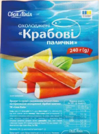 Крабові палички Своя Лінія охолоджені 240 г; не більше 6 одиниць в одному чеку