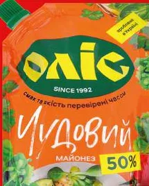 Майонез Оліс Чудовий 50% 300 г; не більше 6 одиниць в одному чеку