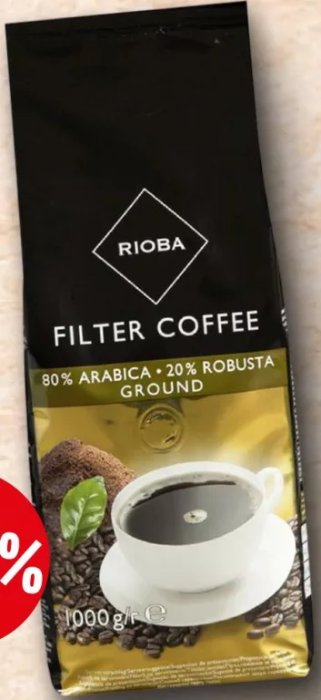 RIOBA Кава мелена Filter Coffee Perfetto 1 кг, 80% арабіки/20% робусти