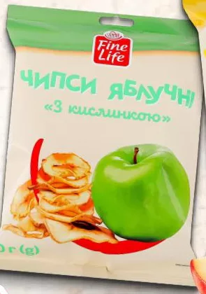 Fine Life Чипси яблучні 40 г, оригінальні/кислі/солодкі; за 1 упаковку