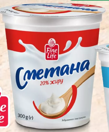 Fine Life Сметана 300 г, 15% або 20%; ціна від