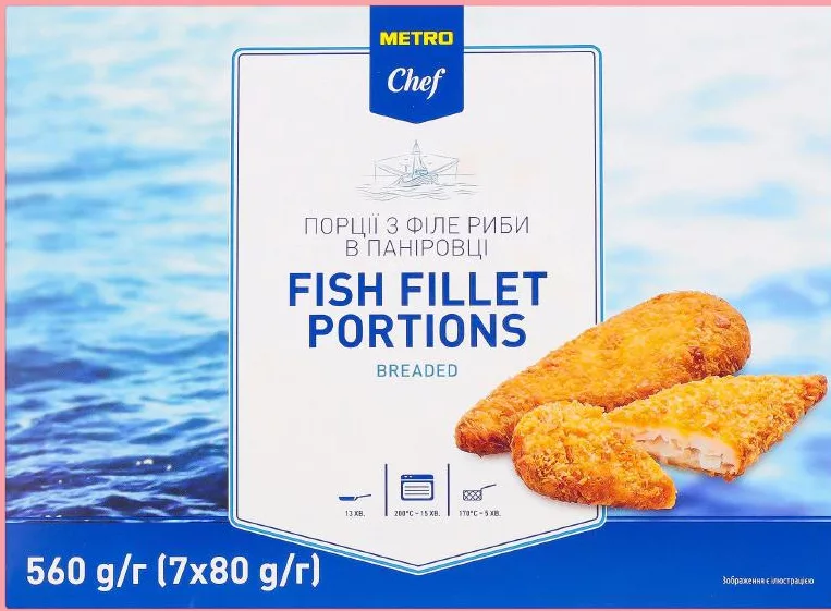 METRO Chef Філе риби та рибні палички в паніровці, заморожені, 560 г / 1 кг — ціна від
