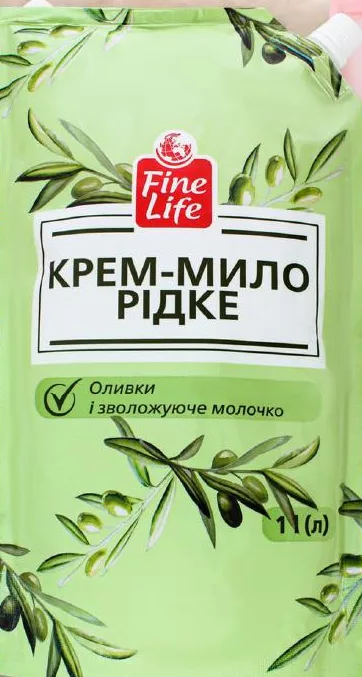 Крем-мило рідке Fine Life, 1 л: абрикос / авокадо-гуава-лічі / оливки та зволожувальне молочко