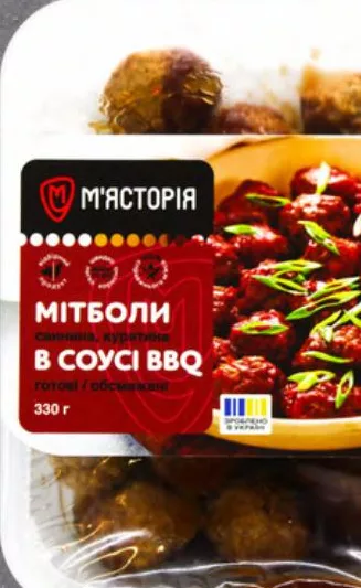 Мітболи в соусі BBQ готові обсмажені М’ясторія, 330 г