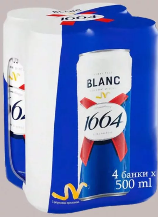 Пиво Blanc світле, 0,5 л × 4 шт., Kronenbourg 1667 (на упаковці 1664)