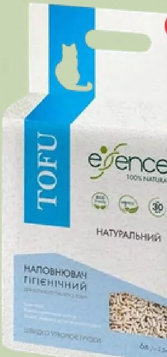 Наповнювач для котячого туалету з тофу Essence, натуральний аромат, 6 л