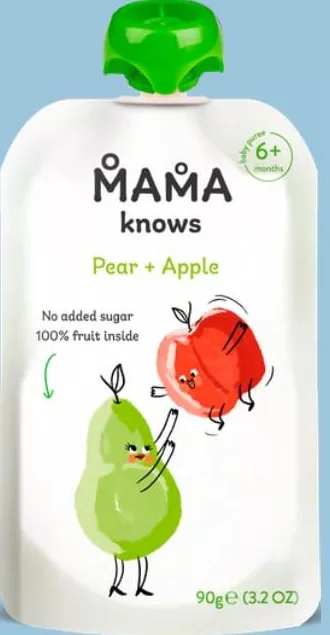 Пюре груша-яблуко для дітей без цукру Mama Knows, 90 г
