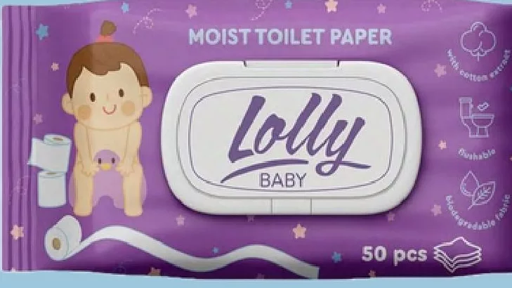 Туалетний папір вологий дитячий Lolly, 50 шт.