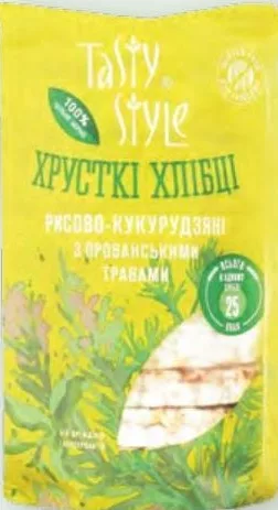 Хлібці Tasty Style рисово-кукурудзяні з прованськими травами / рисові, 110 г