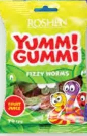 Цукерки Roshen Yummi Gummi Fizzy Worms / Galaxy Life / Sour Sticks / Cheesecakes / Watermelon Slices желейні, 70 г