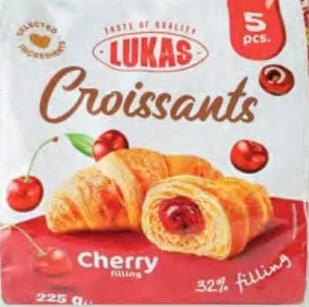 Круасанчик Лукас з вишневим наповнювачем / начинкою какао-крем, 225 г