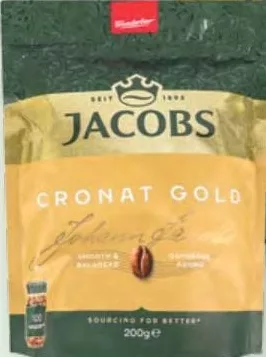 Кава Jacobs Cronat Gold розчинна, м’яка упаковка 200 г