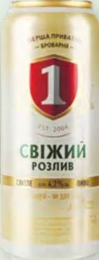 Пиво ППБ Свіжий Розлив світле 4,2%, банка 0,5 л