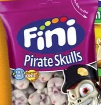 Bomboane jeleu Fini Pirate Skulls Jelly/Bananas/fructe de pădure, 90 g/100 g; gramajul fiecărui sortiment nu este precizat