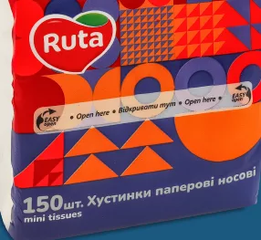 Хустинки носові Mini Tissues 2-шарові Рута, 150 шт.; 26.10–08.11.2026, ЛотОК у Києві та Київській області, за наявності акційного товару, ціна з ПДВ