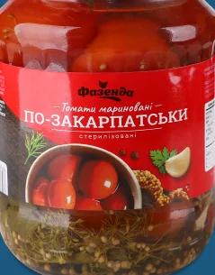 Томати мариновані По-закарпатськи Фазенда, 660 г; 26.10–08.11.2026, ЛотОК у Києві та Київській області, за наявності акційного товару, ціна з ПДВ