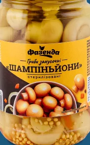 Гриби шампіньйони мариновані цілі Фазенда, 300 г; 26.10–08.11.2026, ЛотОК у Києві та Київській області, за наявності акційного товару, ціна з ПДВ