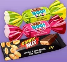 Цукерки Roshen желейні Бу Беар / Candy Nut нуга-карамель з арахісом, 100 г; ціна від 19,99; 27.10–09.11.2026, за наявності акційного товару, асортимент може бути не в усіх магазинах VARUS, ціна з ПДВ