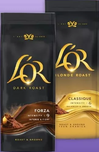 Кава мелена L’OR Forza / Classique, 250 г, Болгарія; 27.10–09.11.2026, за наявності акційного товару, асортимент може бути не в усіх магазинах VARUS, ціна з ПДВ