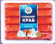 Крабові палички охолоджені для суші Сніжний краб Водний Світ, 180 г; 27.10–09.11.2026, за наявності акційного товару, асортимент може бути не в усіх магазинах VARUS, ціна з ПДВ