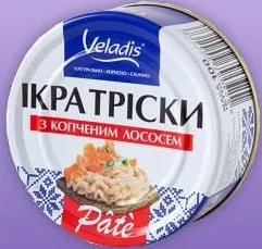 Ікра тріски паштет із лососем Veladis, 100 г; 27.10–09.11.2026, за наявності акційного товару, асортимент може бути не в усіх магазинах VARUS, ціна з ПДВ