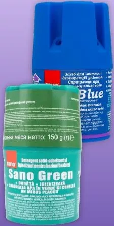 Освіжувач для зливних бачків Sano синій / зелений, 150 г; 27.10–09.11.2026, за наявності акційного товару, асортимент може бути не в усіх магазинах VARUS, ціна з ПДВ