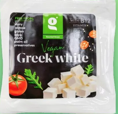 Gourmet Green веганський сир Greek White, 150 г, Греція — Акція 27.10–09.11.2026; обмежений запас акційного товару, наявність залежить від магазину VARUS; ціни з ПДВ.