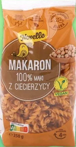 Novelle макарони з нуту Спіралі, веган, 250 г, Польща — Акція 27.10–09.11.2026; обмежений запас акційного товару, наявність залежить від магазину VARUS; ціни з ПДВ.