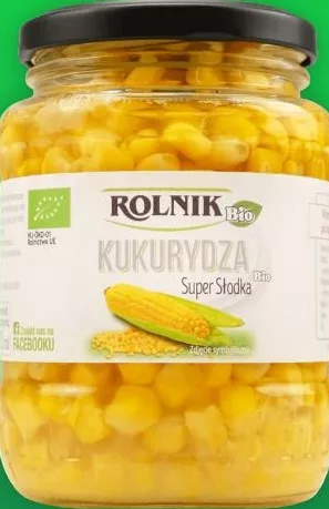 Rolnik Bio кукурудза консервована органічна, 330 г, Польща — Акція 27.10–09.11.2026; обмежений запас акційного товару, наявність залежить від магазину VARUS; ціни з ПДВ.