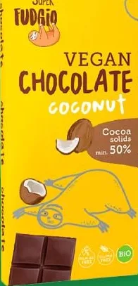 Super Fudgio шоколад органічний веганський: кокосовий/апельсиновий, какао 50%, 80 г, Польща — Акція 27.10–09.11.2026; обмежений запас акційного товару, наявність залежить від магазину VARUS; ціни з ПДВ.