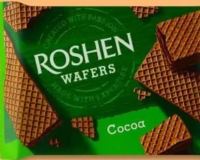 Roshen Napolitane Wafers cu cacao, 72 g