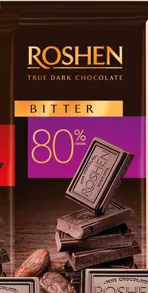 Roshen Bitter Ciocolată neagră 80%, 85 g; max. 6 buc./bon