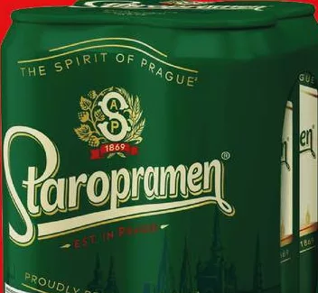 Bere blondă Staropramen 4,2%, 4 × 480 ml; maximum 6 bucăți pe bon