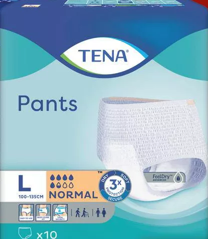 Chiloți absorbanți pentru adulți Tena Pants Normal Large, 10 buc.; maximum 6 bucăți pe bon