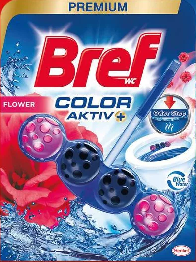 Odorizant pentru toaletă Bref Activ Color, sortimente, 50 g; maximum 6 bucăți pe bon