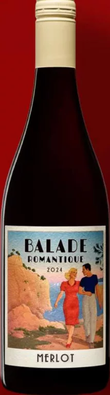 Balade Romantique Merlot красное сухое вино,13,5%, Франция,750мл;  цена 2-й бутылки -50%, 1-я 264.90 грн; макс. 12 шт/чек