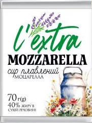 Л’Екстра Сир плавлений Чедер 40% / Моцарела 40%, 70 г