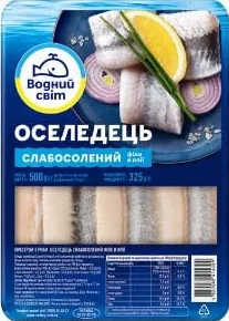 Водний Світ оселедець філе в олії слабосолений, 500 г; Позначка 15%; умови не уточнено