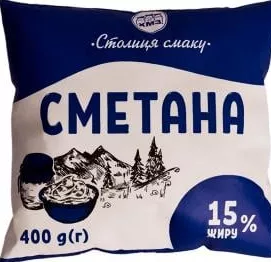 Столиця смаку сметана 15%, 400 г; Позначка 15%; умови не уточнено