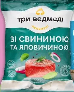 Три Ведмеді пельмені По-домашньому / зі свининою та яловичиною, 800 г; ціна від; Позначка 15%; умови не уточнено