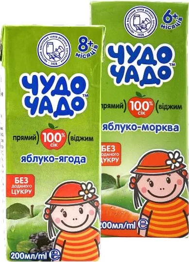Сік в асортименті Чудо-Чадо 200 ml; позначка 15%, умови не уточнені