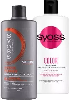 Шампунь/бальзам для волосся Пауер/Колор Syoss 440 ml; ціна від 179.9